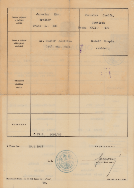 Odaci List Emil Gross &amp; Vera (Hamsikova) Grossova - 2